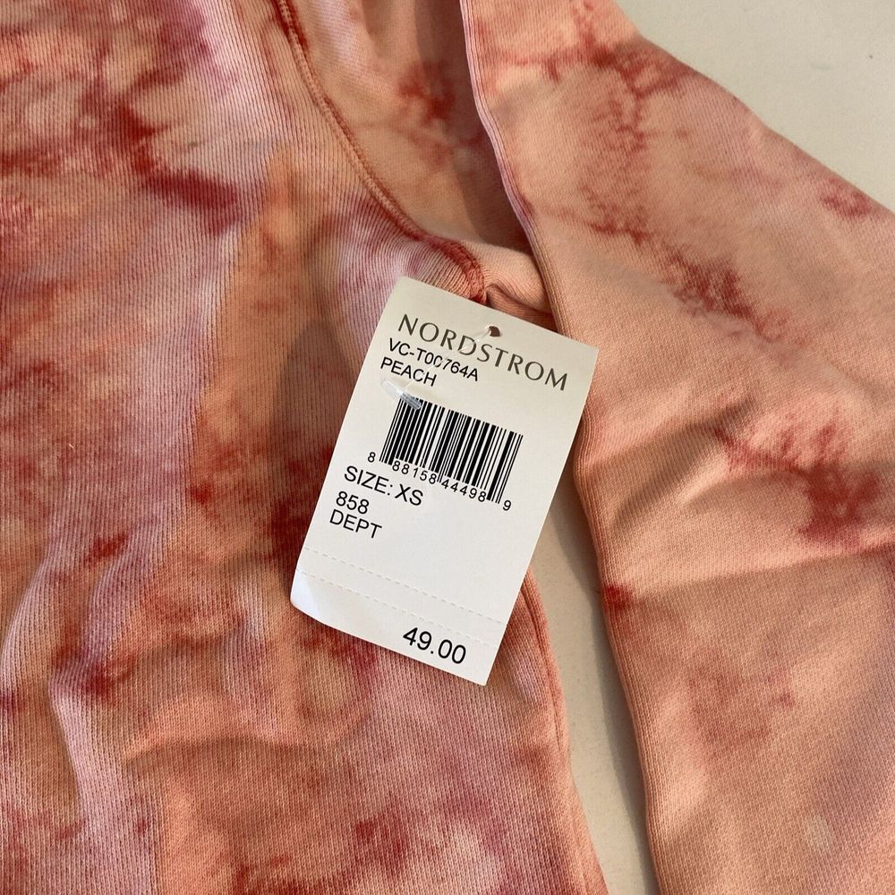 NWT $49 Women Vigoss Peach Pink Acid Wash Cotton Crewneck Sweatshirt XS‎ Tie Dye - Picture 4 of 7